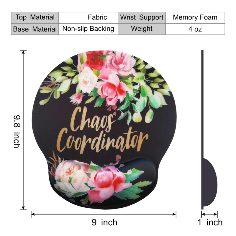 Eleville Ergonomic Mouse Pad Chaos Coordinator Funny Saying Memory Foam Wrist Rest Cute Fashionable Design for Gaming Office Home Travel mp2 - Image 4